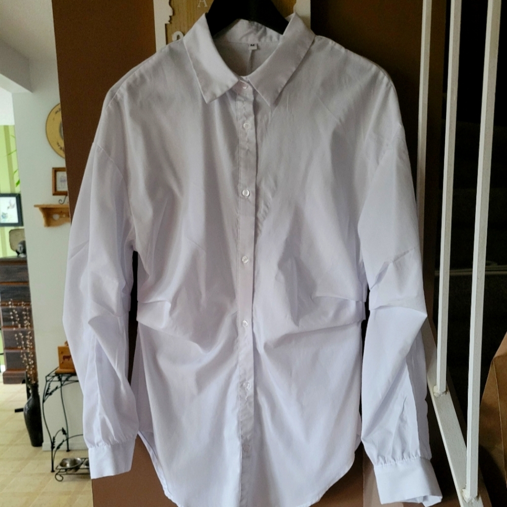 White Cotton Dress Shirt with Classic Collar